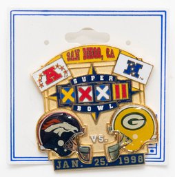 1998 Super Bowl XXXII Enamel Pin  Broncos Vs. Packers