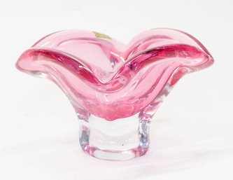 Egermann Czech Republic Heavy Pink Art Glass Bowl