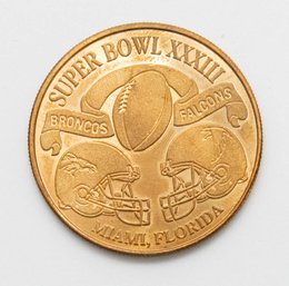 Super Bowl XXXIII Broncos Falcons NFL BALFOUR Bronze Flip Coin