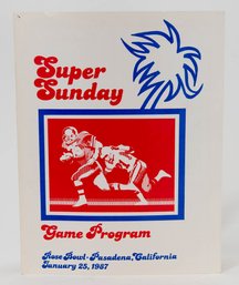 1987 Super Bowl Sunday Game Program At The Rose Bowl Pasadena CA
