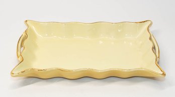 Yellow Handpainted And Handmade Ceramic Casserole Made In Italy