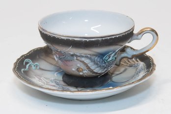 Japanese Dragonware Moriage Cup And Saucer