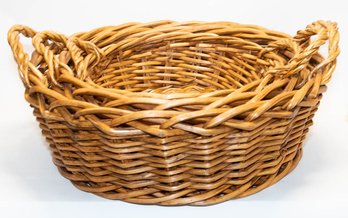 Trio Of Large Round Handled Wicker Baskets