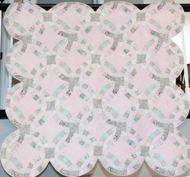 Handmade Pink Wedding Ring Quilt