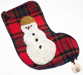 Americana Handmade Hooked Rug XL Snowman Stocking