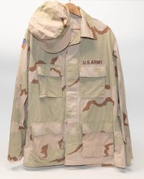 US Army Desert Camouflage Shirt And Hat Size Large Long