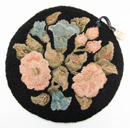 Handmade Hooked Rug Floral Chair Pad