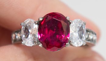 Simulated Red Diamond Austrian Crystal Ring Size 8