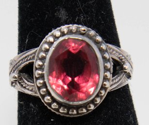 Ruby Dyed Sterling Silver Ring Size 6