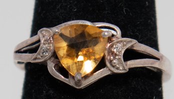 Sterling Silver Citrine Ring Size 8