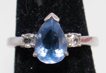 Light Blue Pear Shaped Tanzanite In Sterling  Silver Ring Size 6 1/2