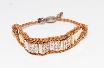 Artisan Beaded Wristband Bracelet Rust Cord From Thai Artisan