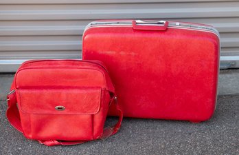 Vintage Samsonite Bright Red Luggage (Good Condition)