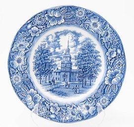 Staffordshire Ironstone Liberty Blue Independence Hall Collector's Plate