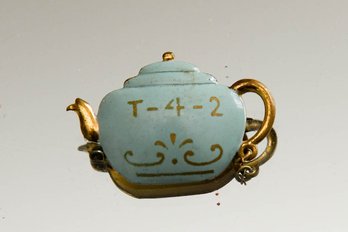 1950s Metal And Enamel Teapot Pin