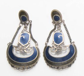 Berebl Turkmen Enamel Lapis Colored Earrings