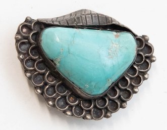 Native American Turquoise And Possibly Sterling Pendant/brooch