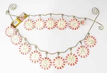 Metal Peppermint Merry Christmas Garland NEW (Suggested Retail $25.00)