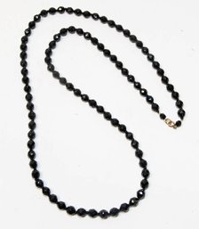 18' Black Glass Beaded Necklace