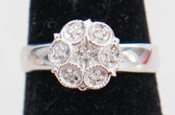 Very Small Diamond Sterling Silver Ring Size 6.5