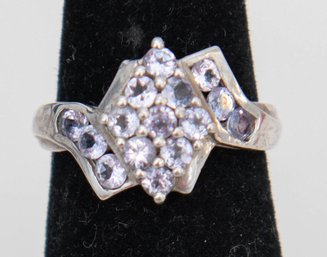 Sterling Silver Tanzanite Cluster Ring Size 6