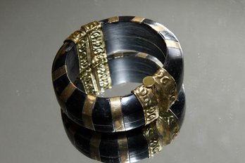Brass And Wood Cuff Bracelet