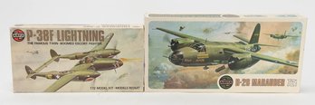 Airfix P-38F Lighting And B-26 Martin Marauder Model Kits AS IS