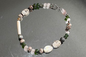 Sterling Stone And Bead Necklace