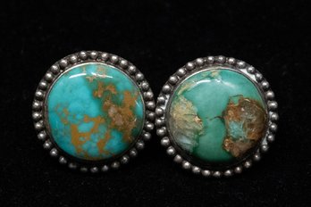 Turquoise Button Screw On Earrings