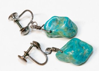 Turquoise Rock Drop Earrings