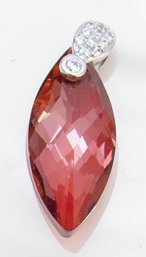 Synthetic Ruby Gemstone Pendant With Sterling Silver And Diamond Attachment