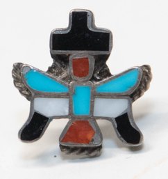 Native American Kachina Butterfly Inlay Tie Pin