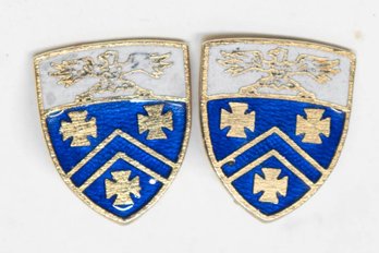 Gold Tone Enamel Coat Of Arms Cuff Links