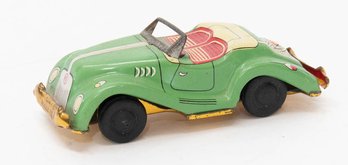 4' Vintage Tin Litho Green MG Friction Car Japan