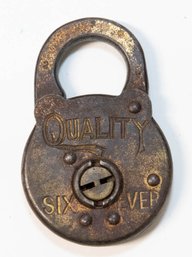 Antique Six Lever Quality Double Bitted Iron Padlock
