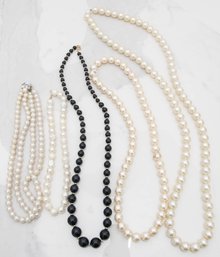 Black And Faux Pearl Bead Necklaces