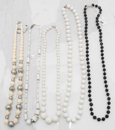 Black And White Bead Long Fashion Necklaces