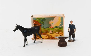 2.75' Britains Die Cast Blacksmith Anvil And Horse