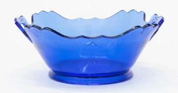 LE Smith Cobalt Blue Depression Glass Mt. Pleasant Double Handle Bowl