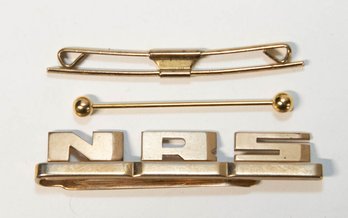 Gold Tone Tie Clips Including Swank Initial Clip