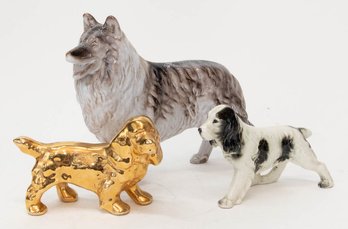 Collie And Spaniel Dog Figurines