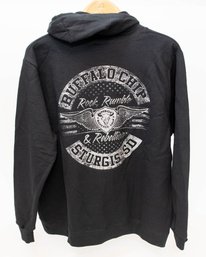 Sturgis Buffalo Chip Rock Rumble And Rebellion Black Zip Up Hoodie Size XL NWT