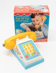 1968 Fisher Price Pop Up Pal Chime Phone In Original Box