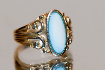 Sterling Silver Blue Mother Of Pearl Ring