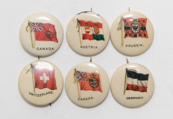 Antique Flag Pinbacks Sweet Caporal Cigarette Button Pins 1894-1896