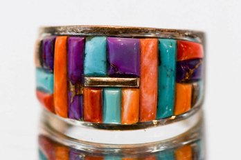 Cobble Turquoise Coral Multicolor Ring