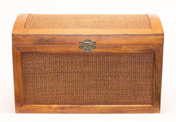 Distinctive Accents Large Wood And Rattan Storage Chest NEW (Suggested Retail $65.00)