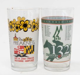 2001 126th Preakness And 2005 132 Kentucky Derby Collector's Glasses