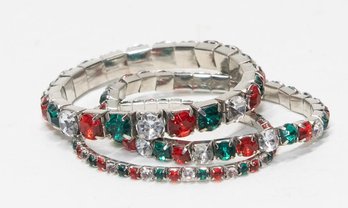 Green/red Glass Stretch Bracelets
