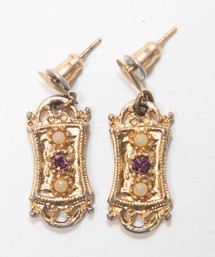 Victorian Nouveau Gold Tone Earrings